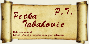 Petka Tabaković vizit kartica